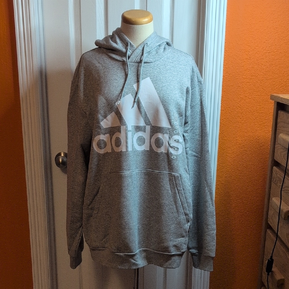 Adidas Men's Gray Hoodie with Logo
